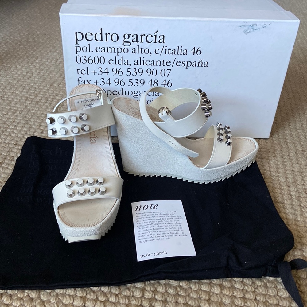 Pedro Garcia white wedges. Unworn.